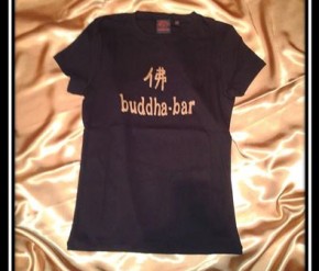 Women T-Shirt Buddha Bar black-gold print, size XS/S,M/L 
