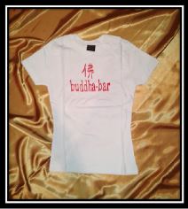 Dámské triko Buddha Bar bílé-červený potisk, vel.XS/S,M/L